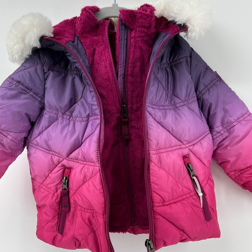 Snozu Puffer Jacket, Kids, 2T, Pink Purple Ombre, Faux Fur Hood OAS28C